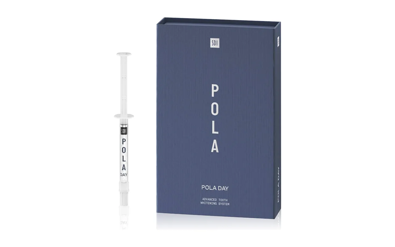 POLA Day take-home whitening gel syringe and box